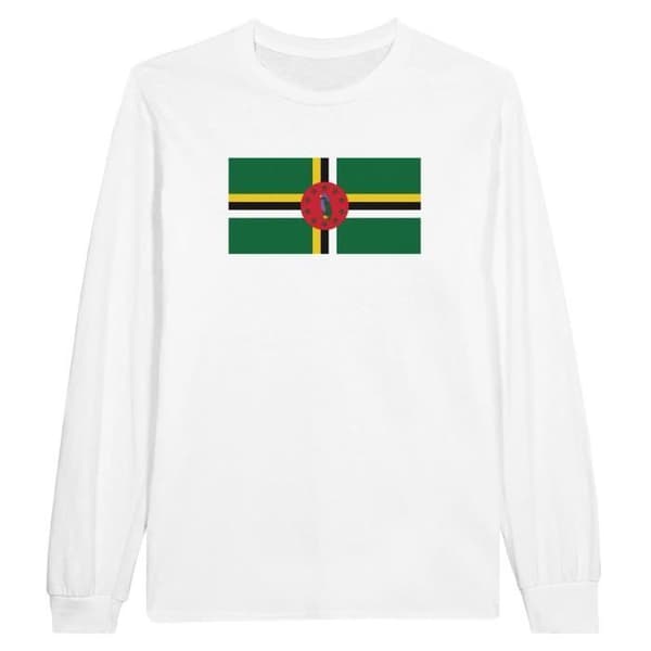 Långärmad T-shirt - Dominikas flagga - Vit - 100% bomull - Regular fit - Unisex