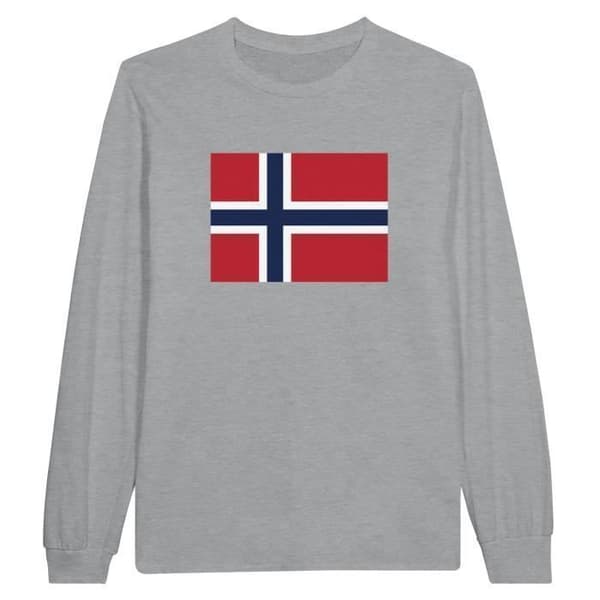 T-shirt med långa ärmar - Svalbard flagga - Grå - 100% bomull - Normal passform - Unisex