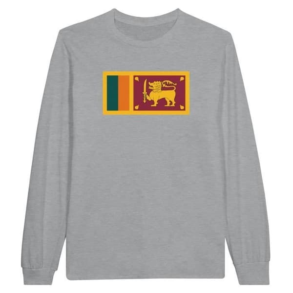 Långärmad t-shirt - PIXELFORMA - Sri Lanka Flagga - Grå - Vanlig - Vuxen