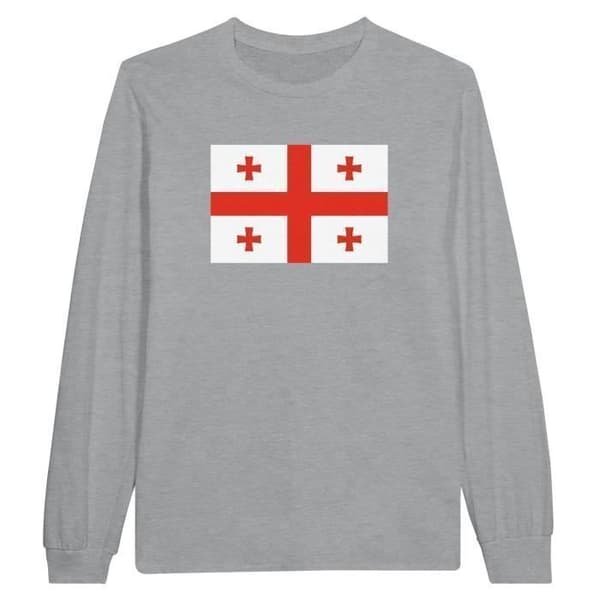 T-shirt med långärmar - PIXELFORMA - Georgiens flagga - 100% bomull - Långärmad - Optimal komfort