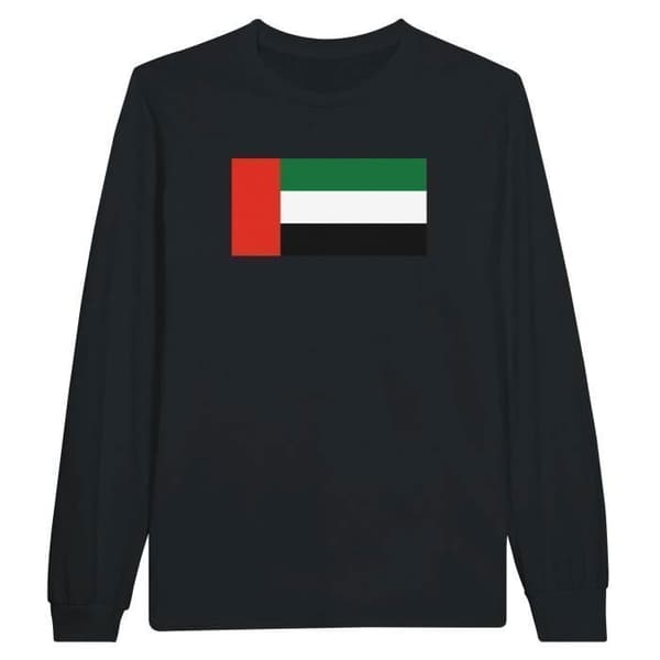 T-shirt - Förenade arabemiratens flagga - Svart - 100% bomull - Långa ärmar - Regular fit