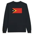 Miniatyrbild 1 av 3: T-shirt med lång ärm - Östtimors flagga - Svart - 100% bomull - Klassisk passform - Unisex