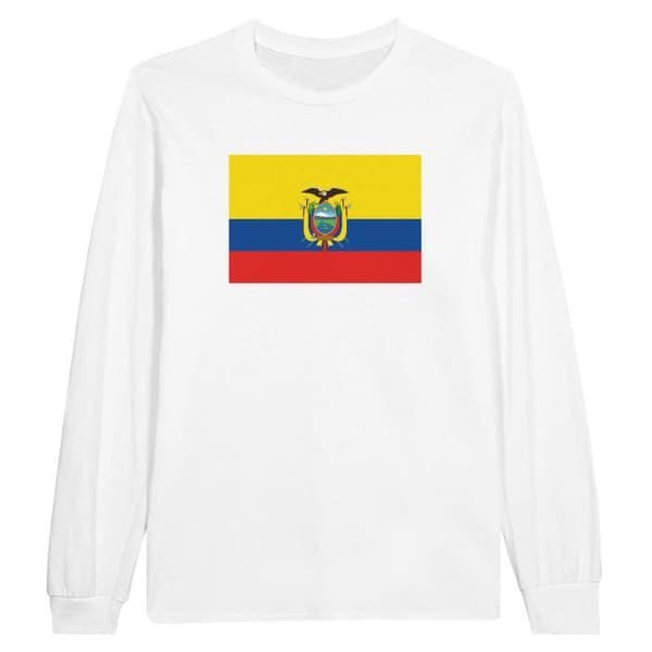 Ecuador Flag Långärmad T-shirt - PIXELFORMA - Vit - Långärmad - Vanlig - Vuxen