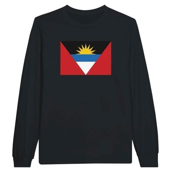 Långärmad t-shirt - Antigua och Barbudas flagga - Svart - 100% bomull - Regular fit - Långa ärmar