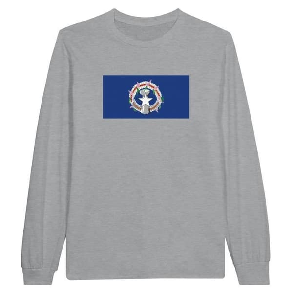 Långärmad långärmad T-shirt med flagga från Nordmarianerna i grått