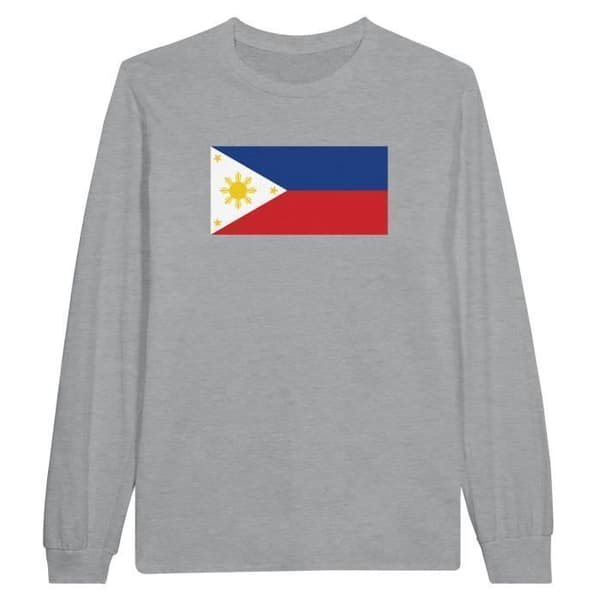 T-shirt - Filippinernas flagga - Grå - 100% bomull - Långa ärmar - Regular fit