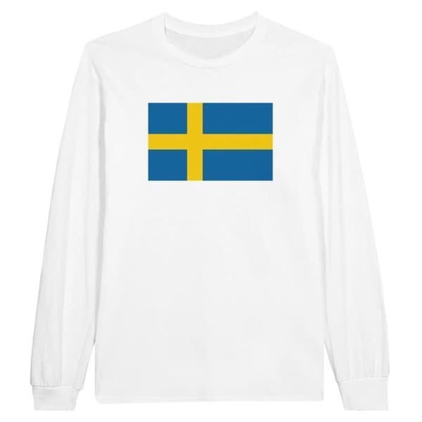 T-shirt med lång ärm - PIXELFORMA - Sveriges flagga - 100 % bomull - Lång ärm - Regular passform