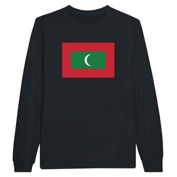 T-shirt med långa ärmar - PIXELFORMA - Maldivernas flagga - 100% bomull - Långa ärmar - Optimal komfort