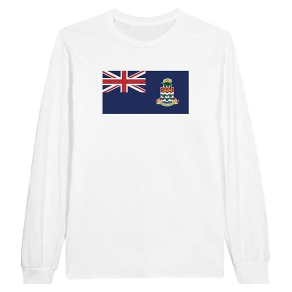 Långärmad t-shirt - Caymanöarnas flagga - Vit - 100% bomull - Regular fit - Unisex