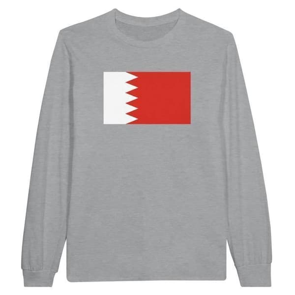 T-shirt med långa ärmar - PIXELFORMA - Bahrain Flagga - 100% bomull - Långa ärmar - Unisex