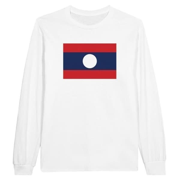 Långärmad t-shirt - PIXELFORMA - Flag of Laos - 100 % bomull - Långa ärmar - Optimal komfort