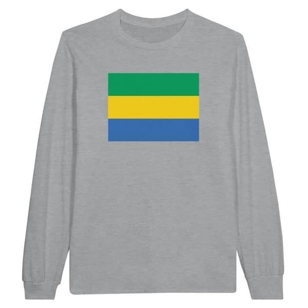 Långärmad T-shirt - PIXELFORMA - Gabons flagga - 100% bomull - Långa ärmar - Grafitgrå