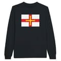 Miniatyrbild 1 av 3: T-shirt med långa ärmar - PIXELFORMA - Guernseyflagga - Svart - 100% bomull - Vuxen