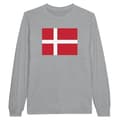 Miniatyrbild 1 av 3: T-shirt med långa ärmar - PIXELFORMA - Danmarks flagga - Grå - Klassisk krage - Regular passform