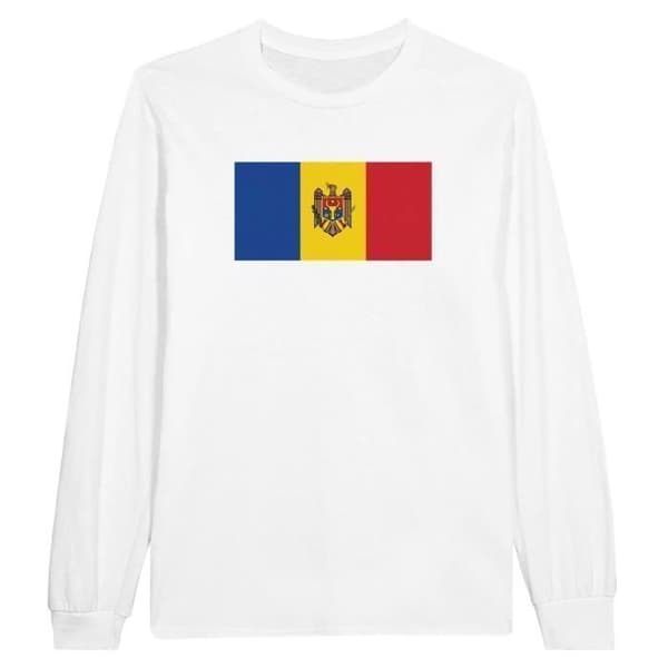 Långärmad T-shirt - PIXELFORMA - Moldaviens flagga - 100% bomull - Långa ärmar - Regular fit