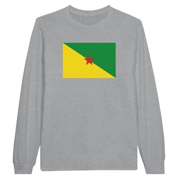 Långärmad t-shirt - PIXELFORMA - Guyanas flagga - Grå - 100% bomull - Vuxen