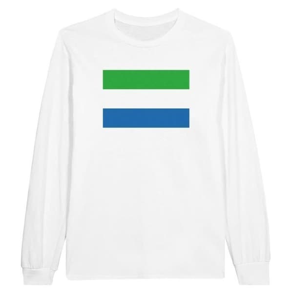 T-shirt - Sierra Leones flagga - Vit - 100% bomull - Långa ärmar - Klassisk passform