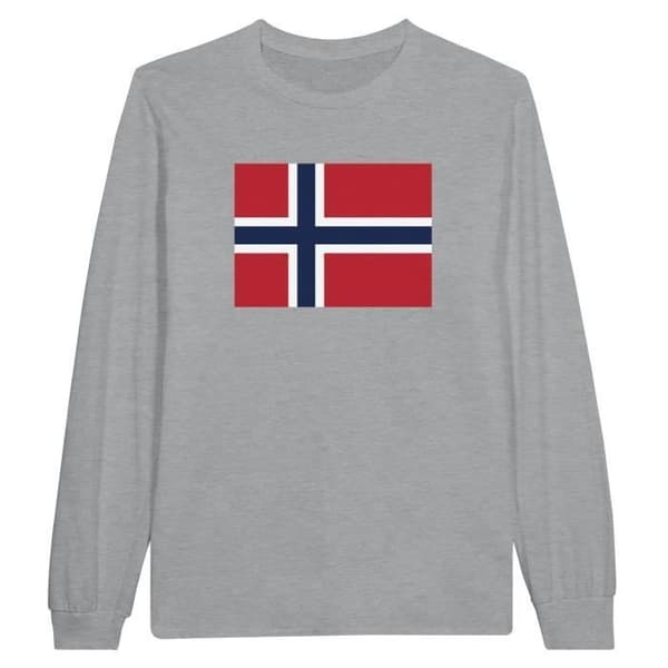 Långärmad T-shirt - PIXELFORMA - Bouvetöns flagga - 100% bomull - Grå - Långa ärmar