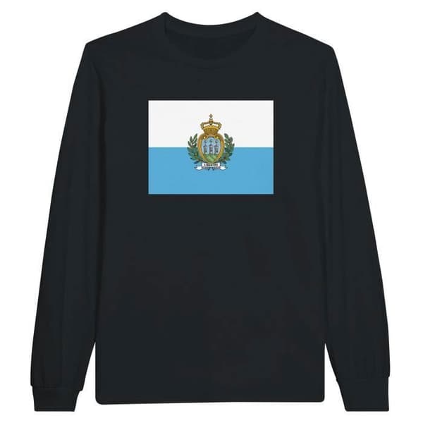 T-shirt med lång ärm - PIXELFORMA - San Marinos flagga - Svart - Klassisk krage - Regular passform