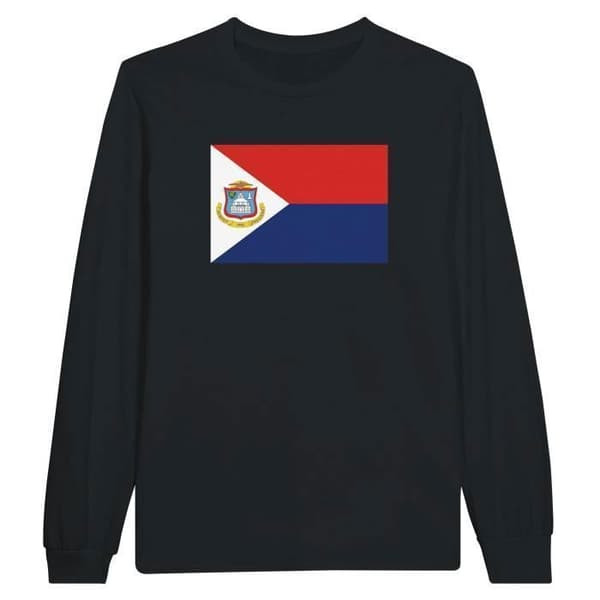 T-shirt med lång ärm - Saint-Martins flagga - Svart - 100% bomull - Klassisk passform - Unisex