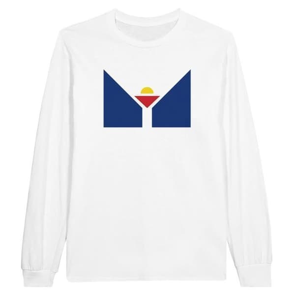 T-shirt - Sankt Martin-flagga - Vit - 100 % bomull - Långa ärmar - Regular fit
