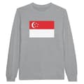 Miniatyrbild 1 av 3: T-shirt med långa ärmar - PIXELFORMA - Singaporeflagga - 100% bomull - Grå - Långa ärmar