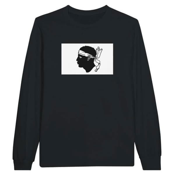 PIXELFORMA långärmad t-shirt - Flag of Corsica - Svart - Klassisk krage