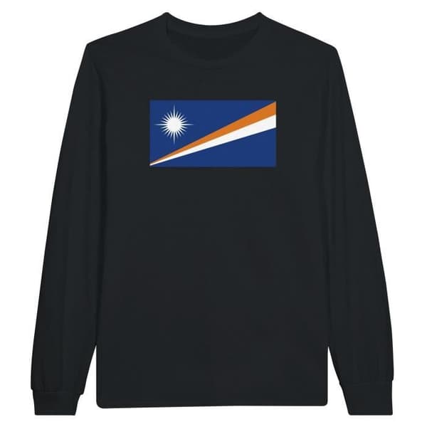 PIXELFORMA långärmad T-shirt - Marshallöarnas flagga - Svart - Vanlig - Vuxen - Klassisk krage