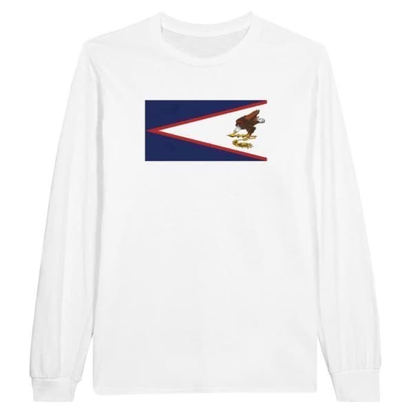 T-shirt med lång ärm - Amerikanska Samoa flagga - Vit - 100% bomull - Klassisk passform - Unisex