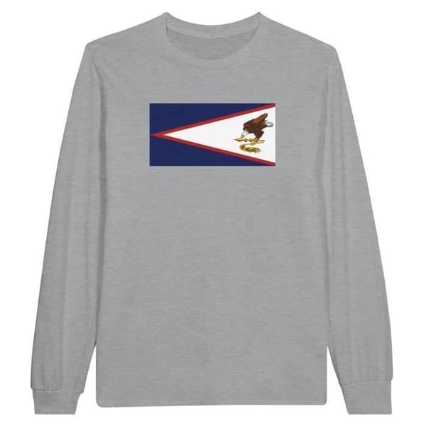 T-shirt med långa ärmar - Amerikanska Samoa flagga - Grå - 100% bomull - Kklassisk passform - Unisex