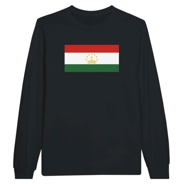 T-shirt med långa ärmar - PIXELFORMA - Tadzjikistans flagga - 100% bomull - Långa ärmar - Optimal komfort