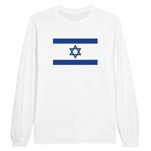 T-shirt med långa ärmar - PIXELFORMA - Israels flagga - 100% bomull - Långa ärmar - Klassisk passform