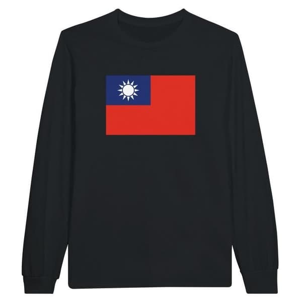 Republiken Kina flagga långärmad T-shirt i svart