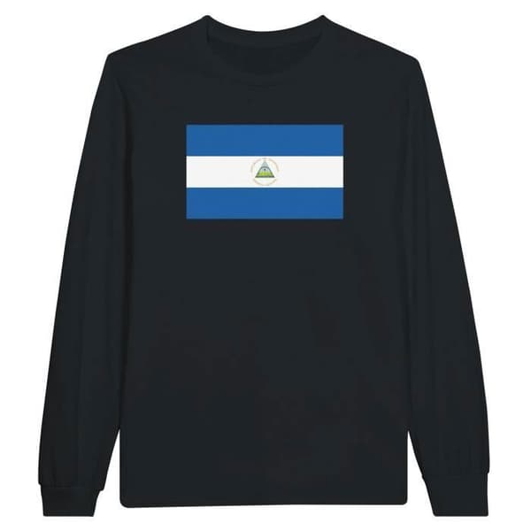 T-shirt med långärmar - PIXELFORMA - Nicaraguas flagga - 100% bomull - Långärmar - Optimal komfort