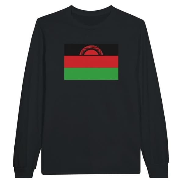 Malawi Flag Långärmad T-shirt i Svart