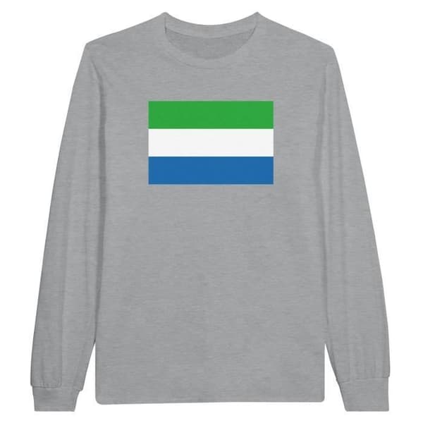 T-shirt med långa ärmar - PIXELFORMA - Sierra Leones flagga - 100% bomull - Grå - Långa ärmar