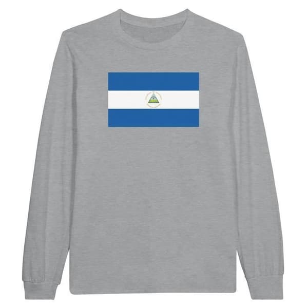 T-shirt med långärmar - PIXELFORMA - Nicaraguas flagga - 100% bomull - Långärmar - Optimal komfort