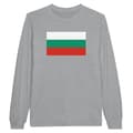Miniatyrbild 1 av 3: T-shirt med lång ärm - PIXELFORMA - Bulgariens flagga - Grå - Klassisk krage - 100% bomull