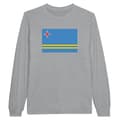 Miniatyrbild 1 av 3: Långärmad t-shirt - PIXELFORMA - Aruba Flagga - Grå - Normal passform - Klassisk krage