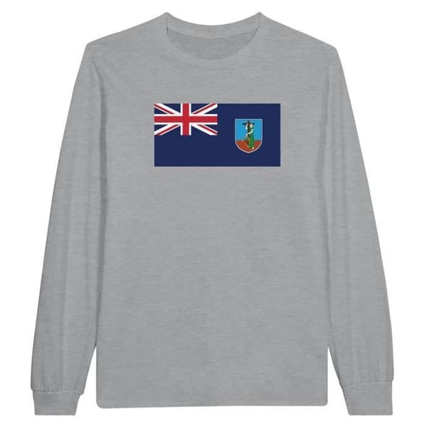PIXELFORMA långärmad t-shirt - Flag of Montserrat - Grå - Normal passform - Klassisk krage
