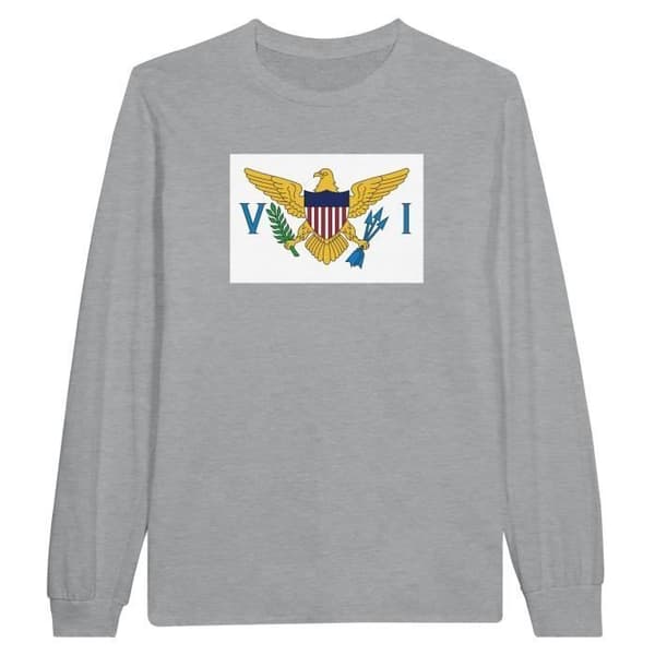 Långärmad t-shirt - PIXELFORMA - Jungfruöarnas flagga - Grå - 100% bomull - Herr