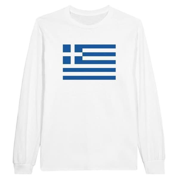 T-shirt med långa ärmar - PIXELFORMA - Greklands flagga - 100% bomull - Långa ärmar - Klassisk passform