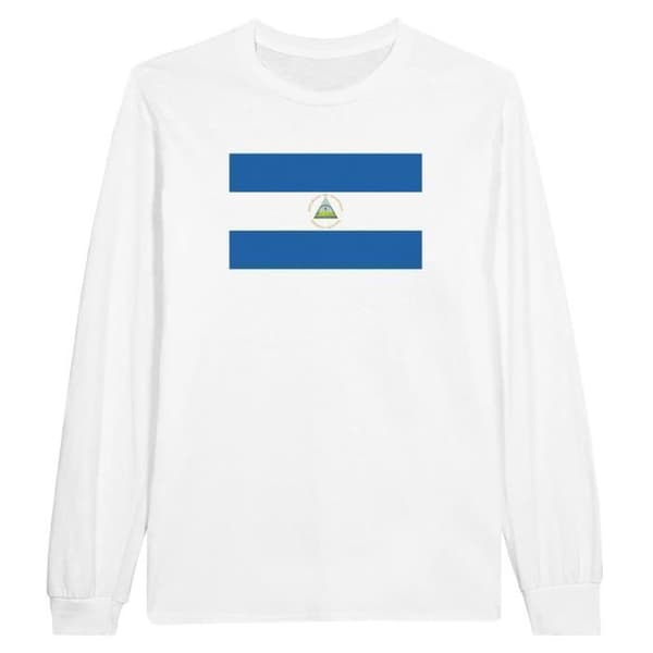 T-shirt med långa ärmar - PIXELFORMA - Nicaragua Flagga - 100% bomull - Långa ärmar - Regular passform