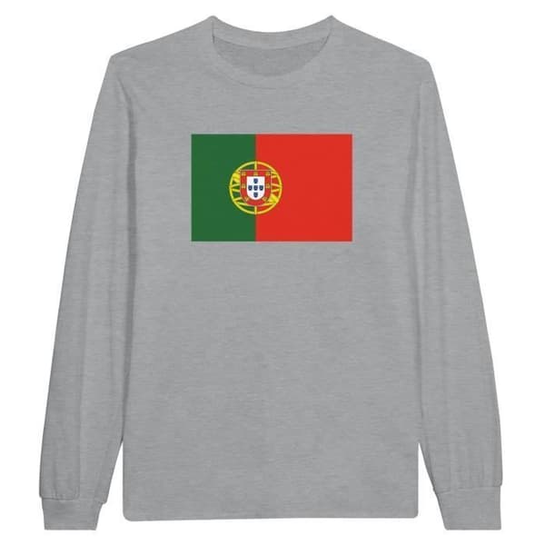 Långärmad T-shirt - PIXELFORMA - Portugals flagga - 100 % bomull - Graphite Heather - Optimal komfort