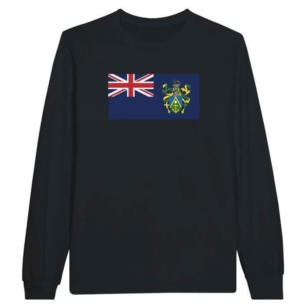 T-shirt med långa ärmar - Pitcairnöarnas flagga - Svart - 100% bomull - Klassisk passform - Unisex