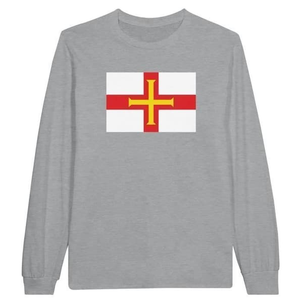 Långärmad t-shirt - PIXELFORMA - Flag of Guernsey - 100 % bomull - Långa ärmar - Optimal komfort