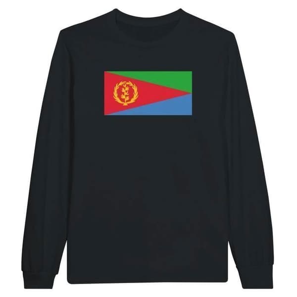 Långärmad T-shirt - PIXELFORMA - Eritreas flagga - 100% bomull - Svart - Klassisk passform