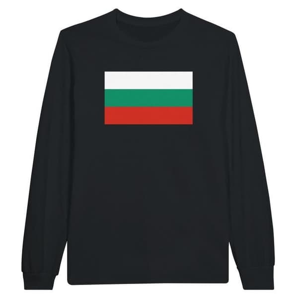 PIXELFORMA långärmad T-shirt - Bulgarien flagga - Svart - Klassisk krage