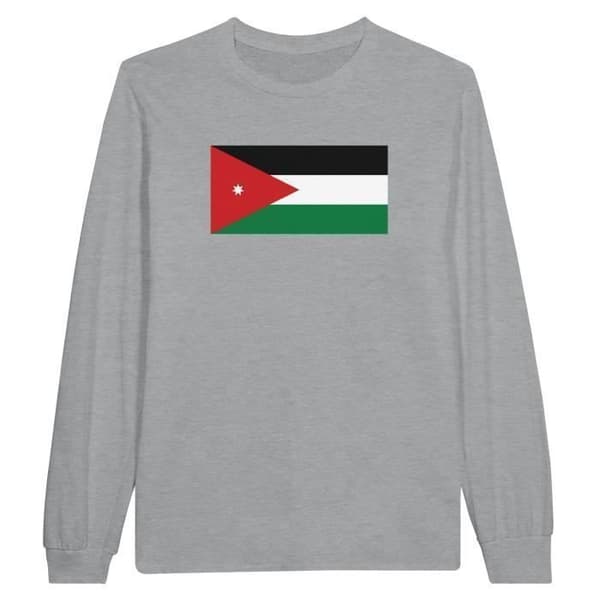 Långärmad T-shirt - PIXELFORMA - Jordaniens flagga - 100% bomull - Långa ärmar - Optimal komfort