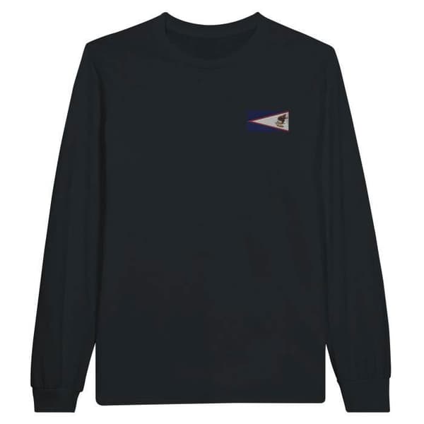 T-shirt med långa ärmar - Amerikanska Samoa flagga - Svart - 100% bomull - Långa ärmar - Rundad hals